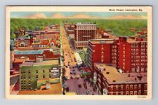 Lexington KY-Kentucky, Aerial Main Street, Advertising Vintage c1951 Postcard picture