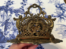 Vintage Brass Cherub Letter Holder Organizer Ornate Angels Double Sided USA Rare picture