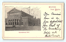 Red Border Symphony Hall Greetings From Boston 1901 Antique Postcard D5 picture