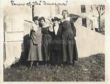 FOUR OF THE QUEENS Antique Found PHOTOGRAPH bw WOMEN Snapshot VINTAGE 05 6 Q picture