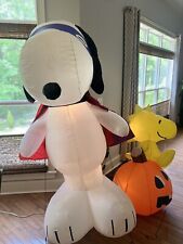 2004 Halloween Snoopy and Woodstock with Pumpkin Inflatable Gemmy 7ft With Box picture