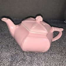 Vintage Hall China 1940s Pink Plume Hexigon Tea Pot w/ Lid 5 1/2
