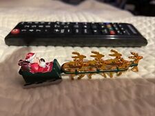 Vintage Tiny Micro Metal Santa Clause And Rain deer Hand Painted Rare picture