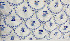 Vintage 60s Pair Pillowcases Percale White Blue Floral Pattern Print Cottagecore picture