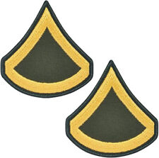 Army Private First Class PFC E-3 Gold on Green Rank Chevron Patch Pair - Male picture