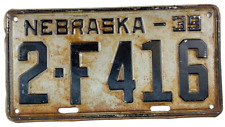 Nebraska 1939 Auto License Plate Vintage Man Cave Lancaster Co Decor Collector picture