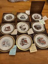 Lot of 9 LENOX BOEHM WOODLAND WILDLIFE Plates w/Boxes & Plate Stands picture