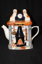 Vintage Swineside Ceramics Dogs and Clock on  Fireplace Teapot England; Mint picture