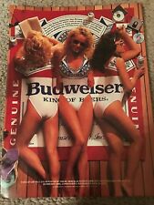 Vintage 1980s BUDWEISER BUD GIRLS Poster Print Ad KING OF BEERS BEER TOWEL RARE picture