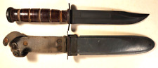 WWII USN NAVY MARK 2 KA-BAR FIGHTING KNIFE & MK2 SCABBARD picture