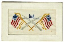WWI Silk Postcard US Infantry AEF US Flag Embroidered Rare Postcard picture