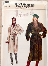 Vintage Very Easy VOGUE 8439 Wrap Coat Size 14 Bust 36 Mid Knee or Mid-calf. picture