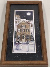 1995 Santa Rudolph Snowman Framed Picture by Sandi Gore Evans picture