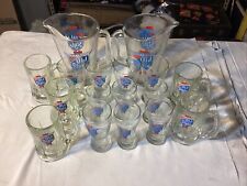Vintage Heileman’s Old Style Beer 8” Glass Pitcher And 6 6” Glass Mugs Clean picture