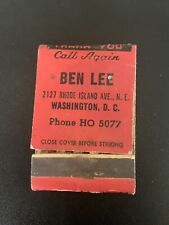 Vintage Washington DC Matchbook: “Ben Lee Laundry” picture