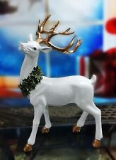 MOMENTS IN TIME 18.5“H Gold Antler Standing Reindeer with Wreath - Hand-Pa picture
