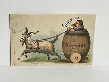 Postcard Man in Barrel Goat Aus Grass A8 picture
