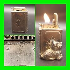 Rare Vintage PKS Silver Plated Scottish Terrier Push Button Table Lighter Workin picture