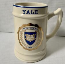 Vintage YALE University Coat Of Arms Beer Mug White Blue Gold 6