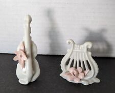 RARE Nuova Capodimonte Porcelain Lyre and Violin Pink Flowers Italy picture