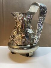 STUNNING MCM MEXICO ALPACA SILVER ABALONE IMPECCABLE CONDITION 9” TALL PITCHER picture