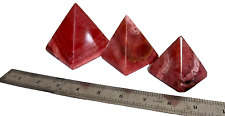 3x Antique EGYPTIAN Granite Pyramids Of Giza with Symbol Hieroglyphic Red color picture