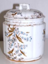 Antique Leonard Vienna Porcelain Jar Blue Flowers Gold Leaves Raised Enamel picture