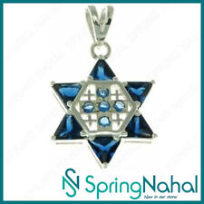 Star of David with Jerusalem cross Silver 925 Pendant With Colored Stones picture