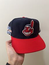 Rare✨ Vintage 90s Cleveland Indians World Series Annco Snapback Hat Blockhead  picture