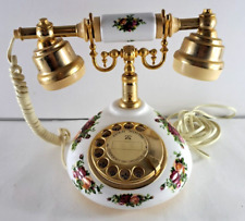 VTG Royal Albert Old Country Roses Rotary Telephone Gold Trim Astral England picture