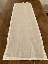 CRISP  WHITE 100% LINEN HEMSTITCHED TABLE RUNNER 44” X 15” Classic Holidays EUC picture
