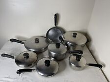 Huge 13 Pc Lot Of Vintage 1801 Revere Ware Stainless Steel Pots & Pans With Lids picture