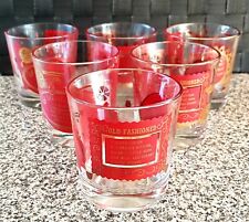 6 x vintage Red Gold Whiskey Sour Old Fashioned On the Rocks Glasses VG+ picture