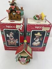 Enesco Mice Mouse Ornaments Vintage 3 (1 Partial) Festive News Flash EB-0052 picture