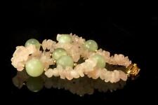 VINTAGE CHINESE GREEN HARDSTONE BEADS RAW ROSE QUARTZ CHOKER NECKLACE  MR picture