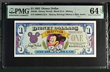 2 - 1993 Mickey's 65th Anniversary DISNEY DOLLAR  PMG 64 EPQ D00603122A & 3125A picture