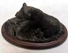 Vintage Terrell O'Brien Gallery Originals Bronze Grizzly Bear Catching Fish picture