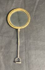 Antique 18th / 19th C. Hand Held Or Automotive Car Mirror Engraved Back Brass picture