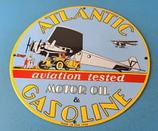 Vintage Atlantic Gasoline Sign - Gas Service Station Pump Plate Porcelain Sign picture