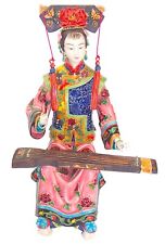 Vintage Chinese Porcelain Woman Playing 7-String Zither, Ltd. Edition, 12” High picture