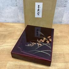 lacquerware Showa Retro Tamamushi Lacquer Paper Fan Paperback Box Letter Holder picture