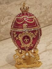 Diamond Faberge Egg 24k Gold Lion Fabrege Trinket 4ct Swarovski  200 Hmd Fabergé picture