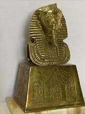 Vintage Golden King Tutankhamun Brass Statue Egyptian King picture