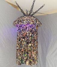 Huge 31x15in Hanging Swag Lamp Antique African Trade Beads Glass Stone New n Old picture