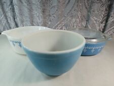 Vintage Pyrex Blue Small Mixing Bowl Nesting  1940's  Blue 1/  1 1/2 Pt, 1 / 1pt picture