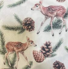 TWO Individual Decoupage Paper Lunch Napkin Christmas Winter Deer Animals picture