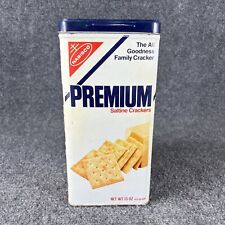 Vintage 1978 Nabisco Premium Saltine Crackers Cracker Tin Box Navy Dark Blue Lid picture