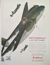 1943 WW2 P-38 Fighter Jet Lockheed Victory Through Airpower Print Ad  picture