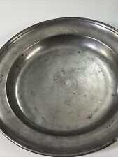 LARGE Antique pewter plate with pewter  hall mark and monogram IAK picture
