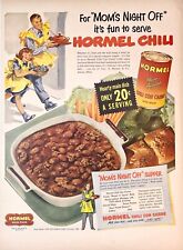 1952 Hormel Chili Con Carne Canned Food MOM'S NIGHT OFF MCM Vintage Print Ad picture